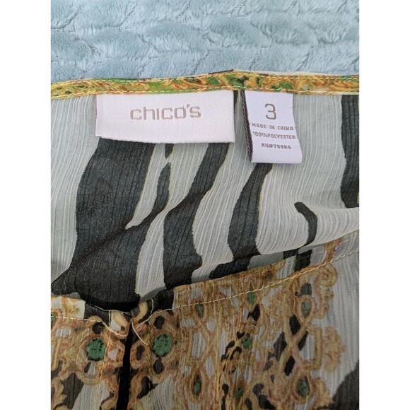 Chico's Zebra Print Peplum Hem Dolman Sleeve Sheer Blouse Size XL - Picture 8 of 9